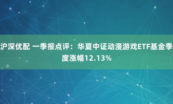 沪深优配 一季报点评：华夏中证动漫游戏ETF基金季度涨幅12.13%