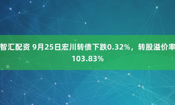 智汇配资 9月25日宏川转债下跌0.32%，转股溢价率103.83%